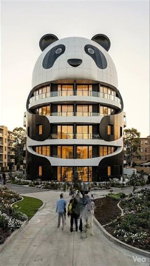 Panda Shaped Building Concept – Unique Black & White Architectural Design #aivideo