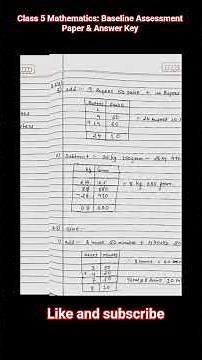 Class 5 Mathematics: Baseline Assessment Paper & Answer Key #viral #viralvideo