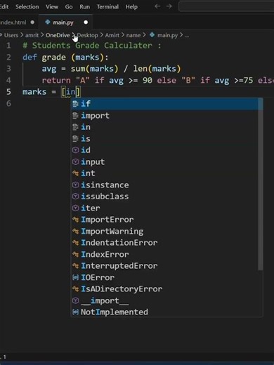 Student gread calculator #shorts #python #programming
