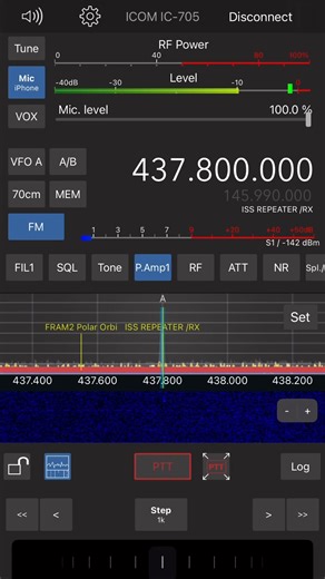 JOHN LOBBAN on Instagram: "Today was our first attempt at listening to communications via the Amateur Radio repeater on the International Space Station (ISS). It was a low pass at approximately 30° elevation but you can hear some of the hams communicating via the ISS. I’m using an ICOM IC-705 Transceiver and Comet GP-9 Dual-Band VHF/UHF Vertical Antenna at 25’ elevation using the SDR-Control iPhone app. We’ll make another try today at 5:31 PM when the space station makes a slightly higher pass a