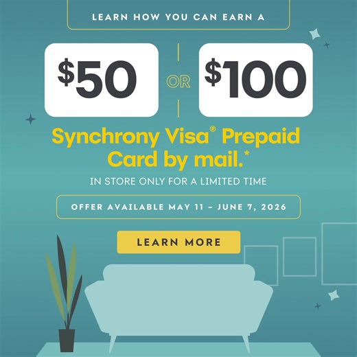 NEW OFFER - Learn how you can earn a $50 or $100 Visa card by financing with Synchrony at Appliance Plus Offer valid May 11th - June 7th