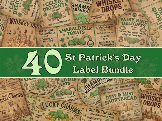 Vintage St Patricks Day Food Labels, Printable Apothecary Candy Sticker Pack, DIY Irish Decor - Etsy UK