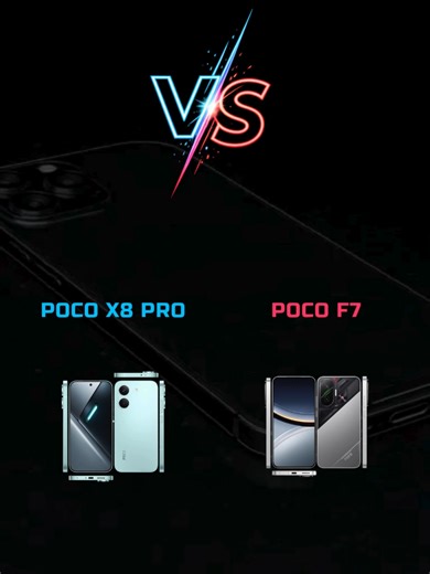 POCO X8 Pro versus POCO F7 Chipset\tPOCO F7 unggul dengan Snapdragon 8s Gen 4 dibanding POCO X8 Pro Dimensity 8500. Memory\tKeduanya sama?sama RAM 12 GB / 512 GB UFS 4.1. Kamera\tPOCO F7 unggul dengan video 4K dibanding POCO X8 Pro meski sama?sama 50 MP OIS. Layar\tPOCO X8 Pro unggul dengan AMOLED 120 Hz 3500 nits Gorilla Glass 7i dibanding POCO F7 AMOLED 120 Hz 3200 nits Gorilla Glass 5. Baterai\tPOCO X8 Pro unggul dengan kapasitas 6500 mAh 100W dibanding POCO F7 6500 mAh 90W. Fitur Tambahan\tP