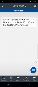 Q: Can you make a video on that app? A: Yes the Copeland mobile app, free and awesome! Scan or enter the model # (even many non Copeland compressors) It provides: Capacitor size Winding resistance ohms Dynamic performance, you can enter the operating conditions and it will provide specific amps, BTU capacity and discharge line temperature. You can compare actual discharge temp to rated to find things like lack of oil in the compressor. You can find where to buy the compressor, or cross reference