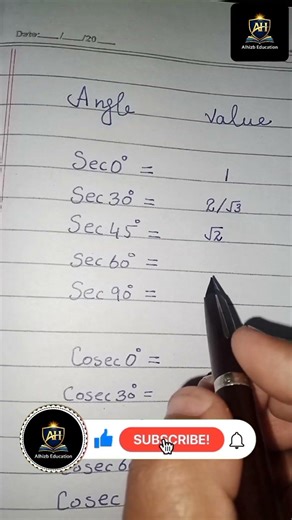 Learn Sec & Cosec Values Fast | Easy Math Trick 🔥 #education #mathematics #edit