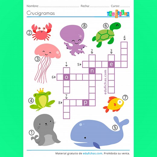 CRUCIGRAMAS PARA NIÑOS!! Descarga aquí: https://www.edufichas.com/pasatiempos/crucigramas/ | Edufichas