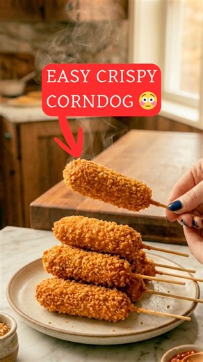 Crispy homemade corndogs (veggie or regular) 🌭🔥