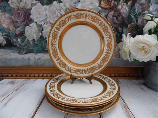 Antique Dinner Plates HAVILAND LIMOGES France, Gold Raised Relief RARE, Set of 4 - Etsy Canada