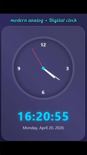 Modern digital and analogue watch using HTML CSS and JavaScript