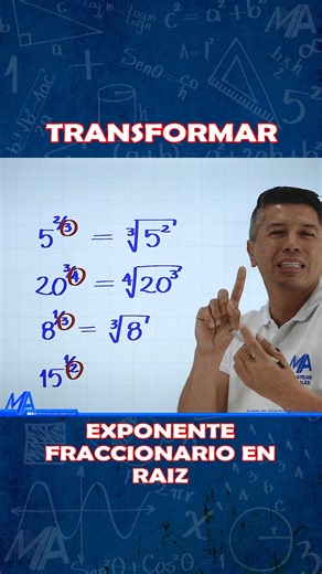 Matemáticas Profe Alex on Instagram: "Transformar exponente fraccionario en raíz 😎#matemáticasprofealex #parati"