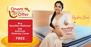 6.3K views · 45 reactions | Just like Rajisha Vijayan, make this year's Onam festivities count by bringing home good and healthy sleep with our range of doctor-recommended orthopedic mattress range. We have made sound sleep safe too with a special Onam offer - get Free Antiviral Mattress Protector with any mattress purchase. #OnamSpecial #NothingLikeDuroflex #SleepExperts #MadeInIndia | Duroflex | Facebook