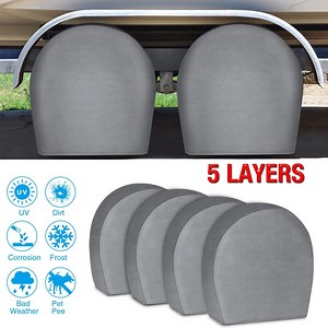 [Hot Item] Tire Covers for RV Wheel Set of 4 Extra Thick 5-Ply Motorhome Wheel Covers