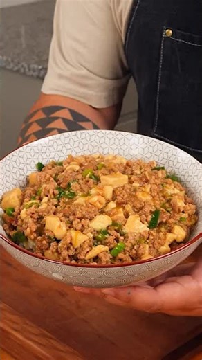 Tofu ground pork comfort bowl recipe