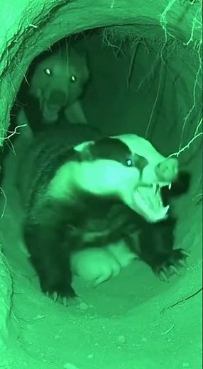 😱Wild Dog Attacks Badger Den — Night Vision Capture #shorts #wildanimals