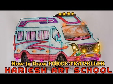 How to draw Force Traveller | HARIESH ART SCHOOL