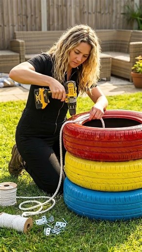 Don't Throw Away Old Tires! Easy Balcony Garden Hack 🚗🌿