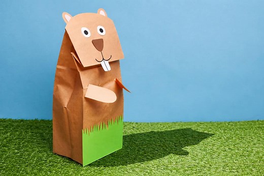Groundhog Paper Bag Puppet - Cute & Easy Groundhog Day Craft