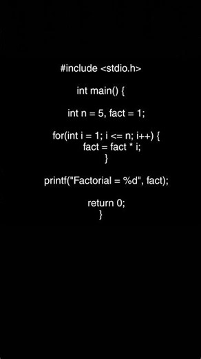 # “C Programming Example Day 8 | Factorial Program 🔥” #