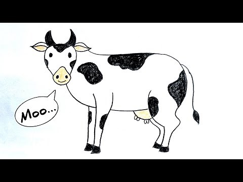 How to draw a cow easy way 🐄 Cow Drawing step by Step // cartoon cow drawing for beginners