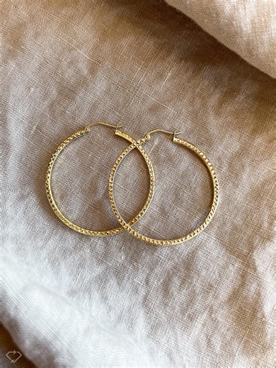 Vintage 1990s Large Hoop Earrings in 14k Gold - Timeless Sustainability • Vintage Fine Jewelry - Etsy