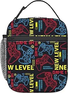Video Game Controller Insulated Lunch Box - Portable Lunch Bag Reusable Lunch Tote for Kids and Adult