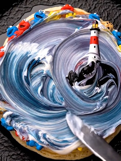 Sesame Street lighthouse ASMR swirls 🌊 #oddlysatisfying #notalkingasmr #asmrvideo #asmrcommunity #sesamestreet