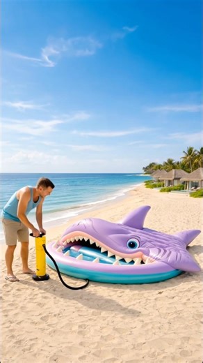 This Giant Shark Inflatable Pool just made beach days 10x more fun 🦈🌊