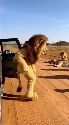 Will the Lions Accept Him? 🦁 A Lion Costume in the African Savanna #shorts