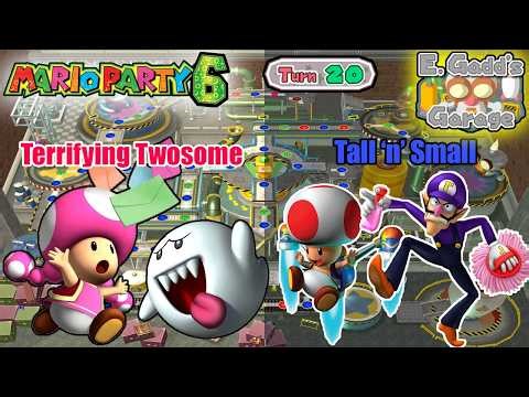 Mario Party 6 - Toadette & Boo VS Toad & Waluigi - E. Gadd's Garage (30 Turns)