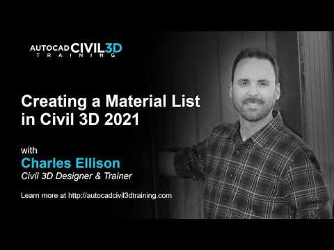 Creating a Material List in Civil 3D 2018, 2019, 2020, 2021