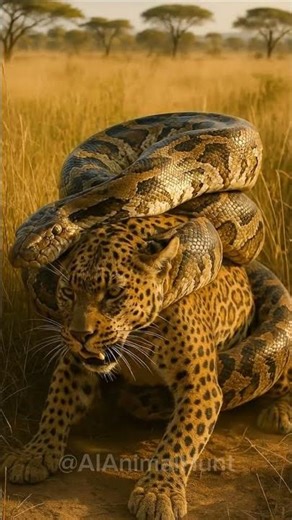 Python vs Leopard | Wild 8K #shorts