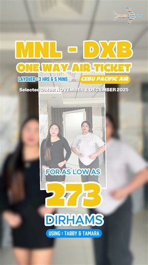 🌟 Cebu Pacific Promo! 🌟 Manila → Dubai | One-Way Ticket ✈ 📅 Travel Dates: Nov & Dec 2025 💰 Full Payment: AED 1010 💳 Tabby & Tamara: AED 273.71 / month Fly smart, travel light & save more with Cebu Pacific! 🛫 Why Us? ✅Budget Friendly ✅Fast Approval APPLY NOW! PAY LATER! T&C Apply. 🙂 ꜰᴏʀ ᴍᴏʀᴇ ᴅᴇᴛᴀɪʟꜱ, ᴘʟᴇᴀꜱᴇ ᴄᴏɴᴛᴀᴄᴛ ᴜꜱ 04 335 9282 For better assistance, please call or message our agents. 📱 971 55 560 0162 - 𝗠𝘀. 𝗪𝗵𝗲𝗻𝗴 📱 971 50 280 9917 - 𝗠𝘀. 𝗝𝗮𝘇𝗲𝗹 📱 971 54 990 5794 - 𝗠𝘀.𝗝