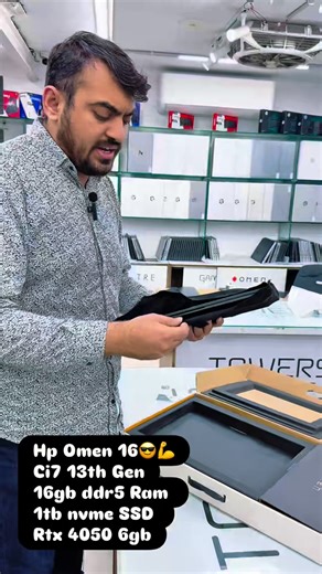 Baba Laptop on Instagram: "HP OMEN 16 – TRUE GAMING BEAST! Serious power for gamers & creators 💻⚡ ⚡ Intel Core i7 13th Gen 💾 16GB DDR5 RAM 🚀 1TB NVMe SSD 🎮 NVIDIA RTX 4050 (6GB) 🖥️ 16” high refresh rate display ❄️ Advanced cooling system Perfect for: AAA Gaming | Video Editing | 3D Work | Programming 100% tested, original condition ✅ Available at Baba Laptop – Hafeez Center Lahore DM for best price & booking 📩 #HPOmen16 #GamingBeast #i713thGen #RTX4050"