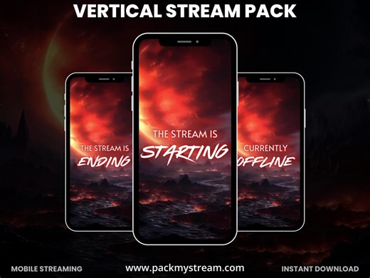 Vertical Stream Overlay Pack | Fire Lava Mobile Stream Screens | Tiktok Live OBS Overlay | Inferno Streaming Kit - Etsy
