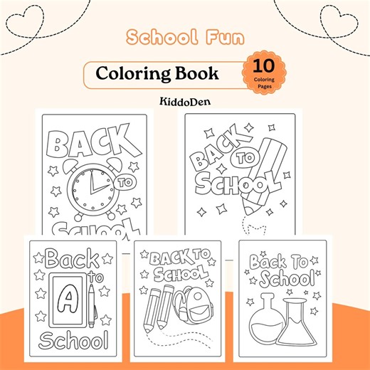 Back to School Coloring Pages | Kids Classroom Activity Book | Printable Learning Worksheets PDF - Etsy