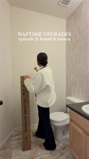 Everything I’m using is linked in my storefront under “half bath DIY”!! Naptime upgrades part 2 because moms don’t get weekends, we get nap windows 😅 I installed board and batten wall molding using an Amazon board and batten kit and picked the perfect paint color! This was an easy DIY wall upgrade with a huge impact! Perfect for starter homes, small spaces, budget home upgrades, and busy moms who want their house to feel finished. #easydiy #boardandbatten #accentwall #halfbath #bathroommakeover