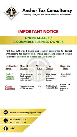 withholding tax on online sellers #fbr #onlineearning #fbrtaxes