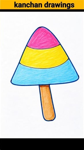 Easy Triangle Popsicle Drawing | Colorful Ice Cream Bar 🍨 #art