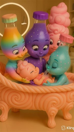 “Magical Bottle Family Bath Time 🍼✨”