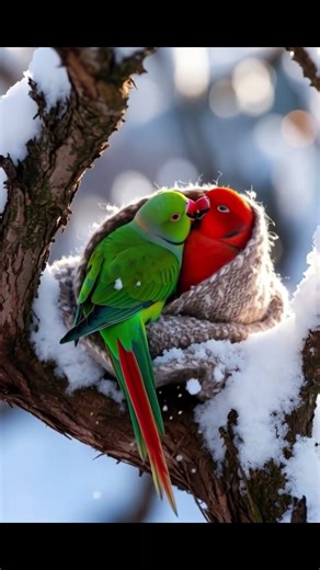 Two Birds Struggling to Survive the Freezing Winter