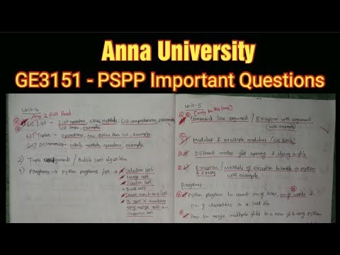 GE3151- Python | PSPP | Important Questions | 13-04-23 Dated Exam | anna university|easy pass latest