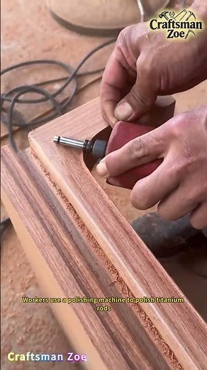 Carpenters use a wood edge polishing machine to polish furniture