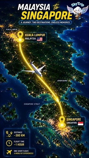 Malaysia 🇲🇾 to Singapore 🇸🇬 by Air | Complete Flight Journey | Route, Distance & Travel Guide ✈️