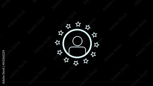 Profile or customer icon animated with starts around the circle. 4k business and technology animation clip without any background.