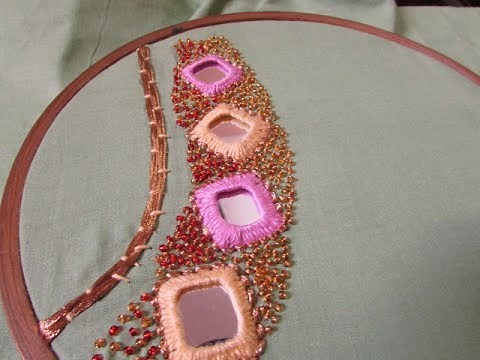 Hand Embroidery - Mirror Work Neck Design (Shisha Work Tutorial)