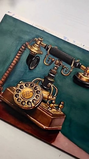 Old rotary phone ☎️ this one is from a few years back but I still love it 🥰 it’s honestly so fun to paint things with so many reflections like metal and glass. 🌹 ALSO I just posted a new Patreon video this morning all about loose florals, specifically white roses that posted the other day 😊 if you’d like to watch my process, there’s a link in my bi0 to my Patreon page! #watercolor #rotaryphone #vintage #watercolorprocess #painting #old #antique #paintingonpaper | Sam's Sketchbooks