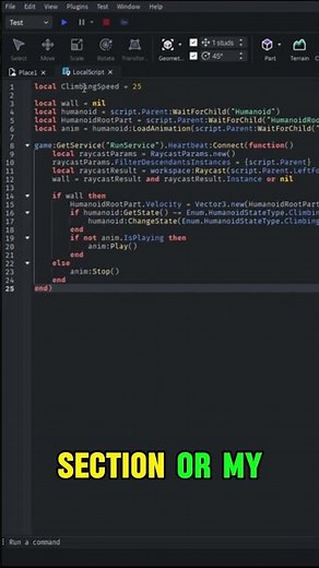 🔨 Part 10: How to make a Wall Climbing System in Roblox Studio. #roblox #robloxshorts #robloxstudio