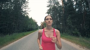 Front View of a Young Woman while Running in Slow Motion Stock Video - Video of determined, effort: 123149591