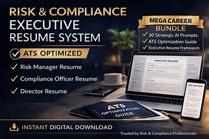 Risk Management Resume Template |ATS Executive Resume System for Compliance,Risk Manager&Director | Corporate Resume Cover Letter AI Prompts - Etsy.de