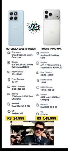 MOTOROLA EDGE 70 FUSION VS IPHONE 17 PRO MAX !! #shorts #trending #viral #youtubeshorts #short #love